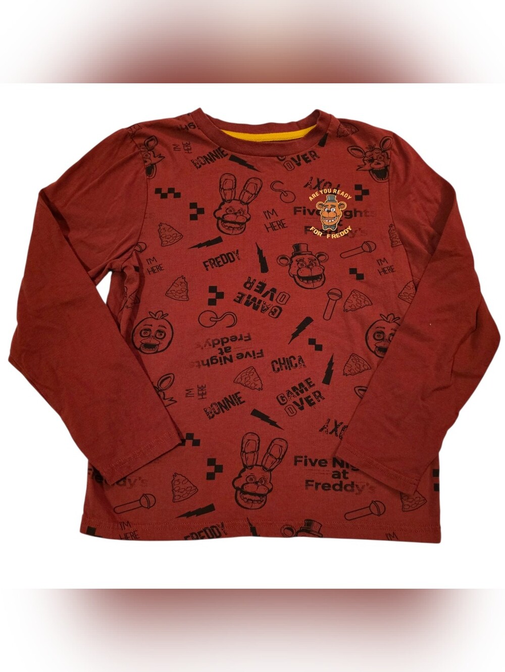 Boys' FNAF Long Sleeve Tee - Rust Red
